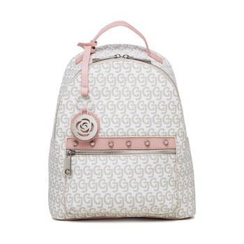 Zaino da donna bianco e rosa con stampa logo Carrera Audrey, Brand, SKU b515000279, Immagine 0